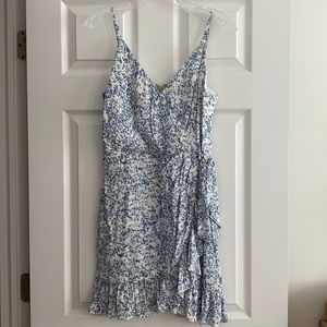 Blue and White Ditsy Print Dress